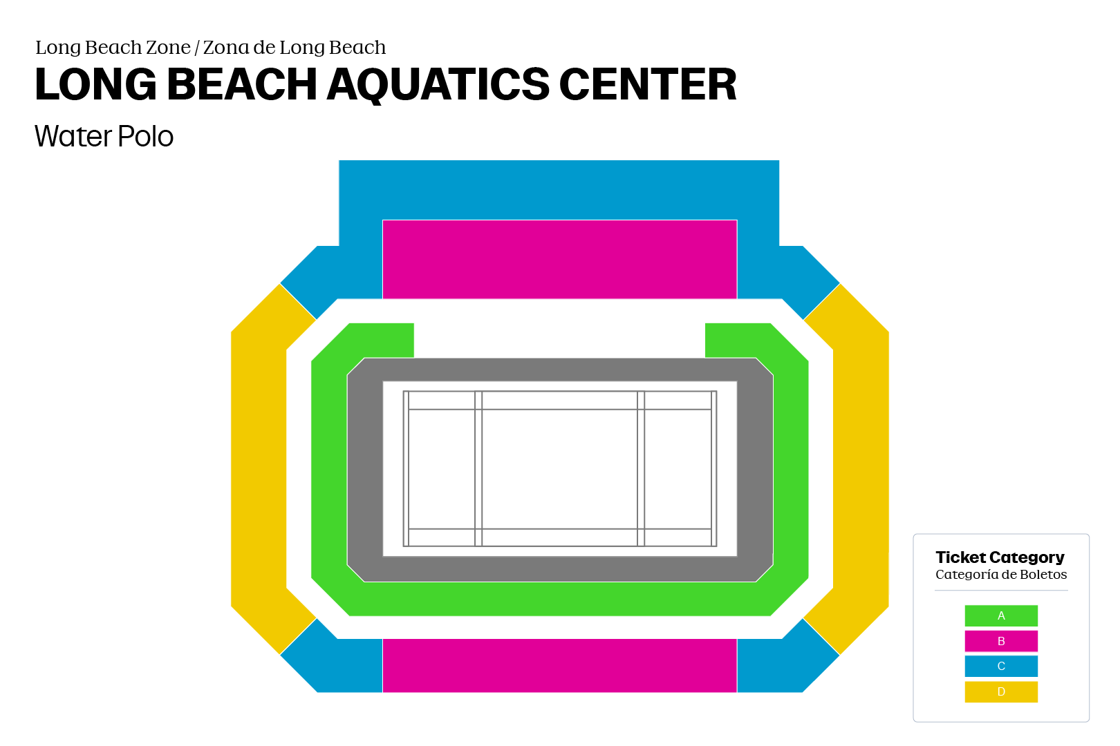 Seating category map for Long Beach Aquatics Center